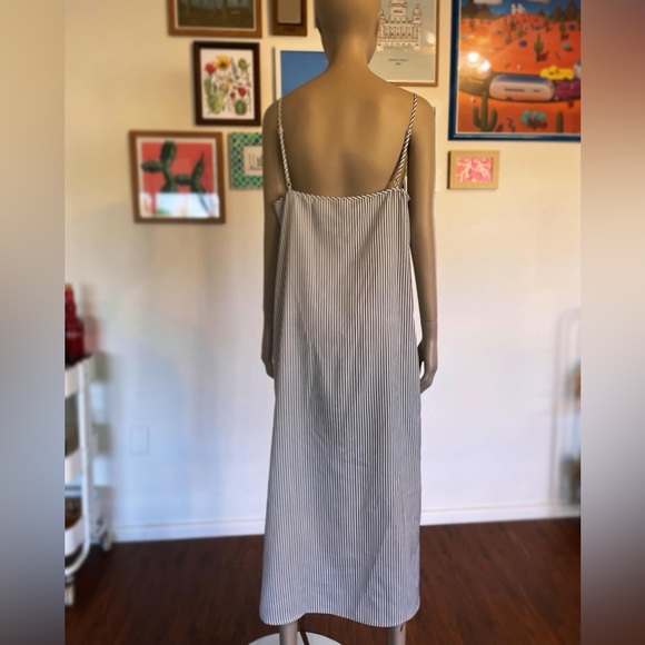 White and grey vertical striped slip dress - Picture 5 of 6